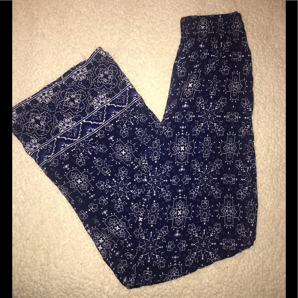 Blue Rain Flowy Beach Pants